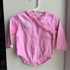 VTG SIMPLY BASIC PINK RUFFLY ONE PIECE OUTFIT SIZE 6/9 MONTHS